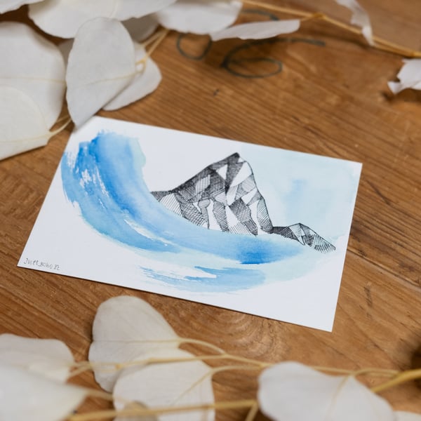 Image of Hand painted postcard "Mountain"