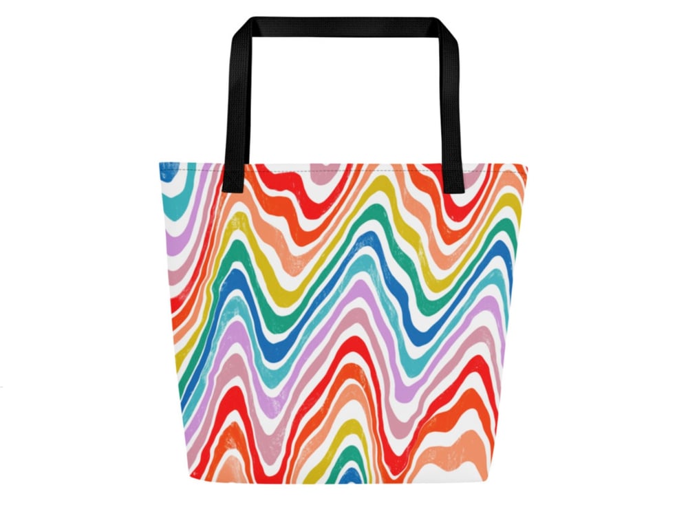 Image of Rainbow Roadtrip  \ The Reader print large bag