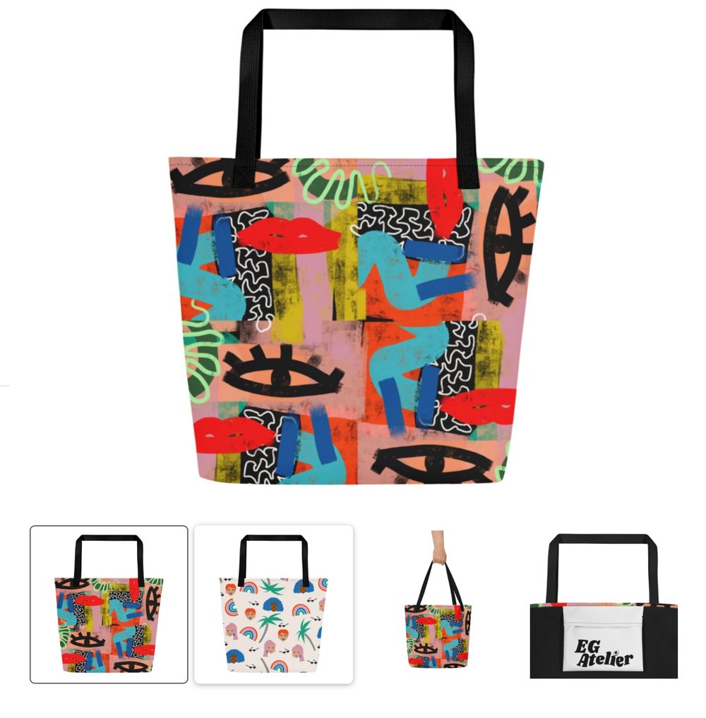 Image of Babes in the Tropic / Graffiti print large bag