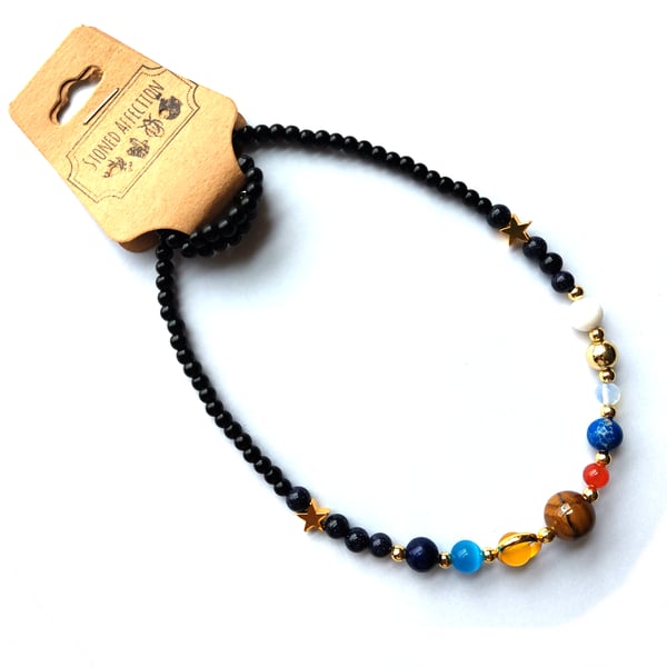 Image of Glittering Planets Astronomy Beaded Necklace
