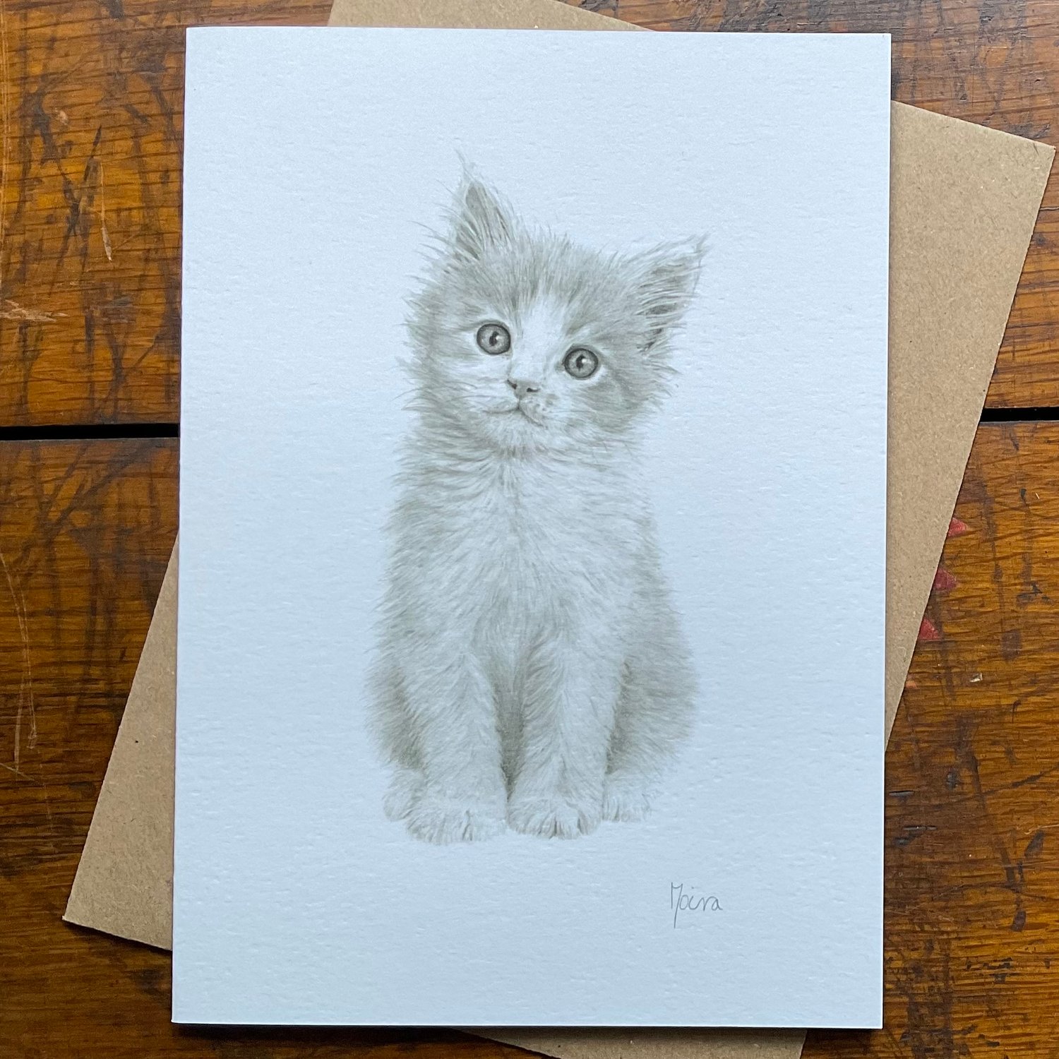 Image of LITTLE GREY KITTEN ~ GREETINGS CARD