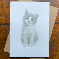 LITTLE GREY KITTEN ~ GREETINGS CARD