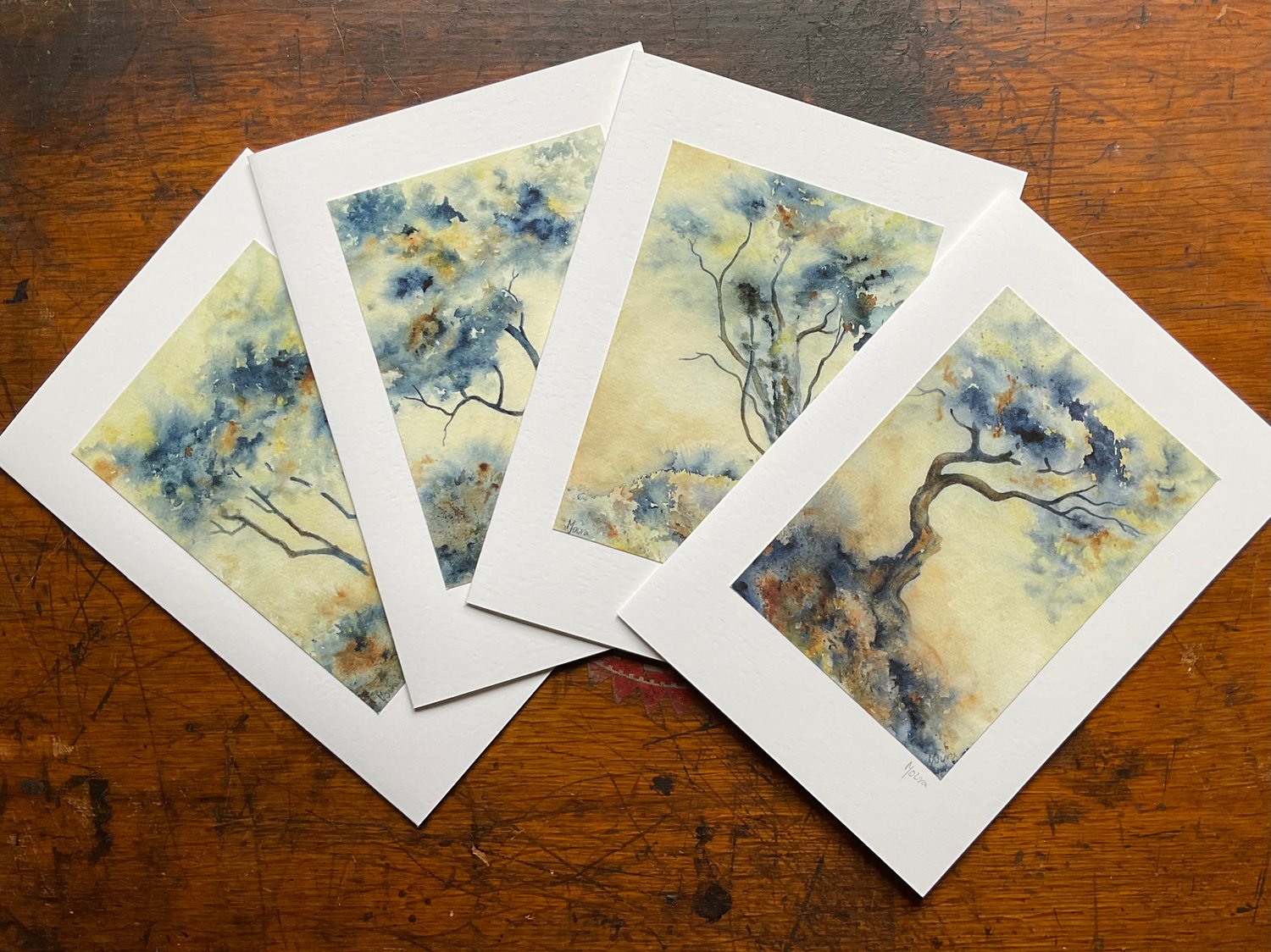Image of SET OF FOUR JAPANESE TREES ~ GREETINGS CARDS