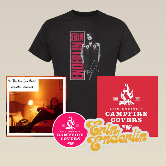 Image of 90s Tee, CD, acoustic new song, and stickers bundle