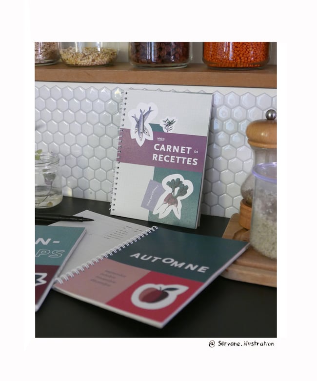 Carnet de recettes, triées par saisons (collab avec Camille Ardeois)