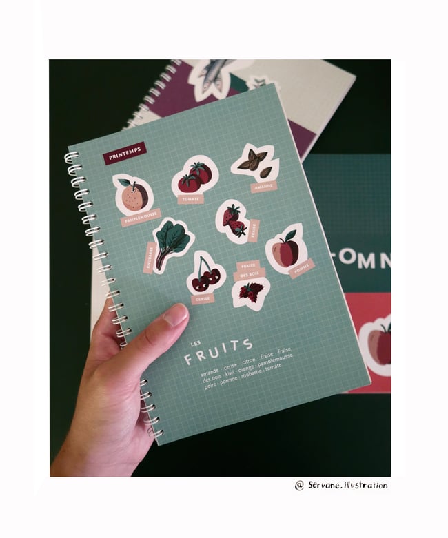 Carnet de recettes, triées par saisons (collab avec Camille Ardeois)