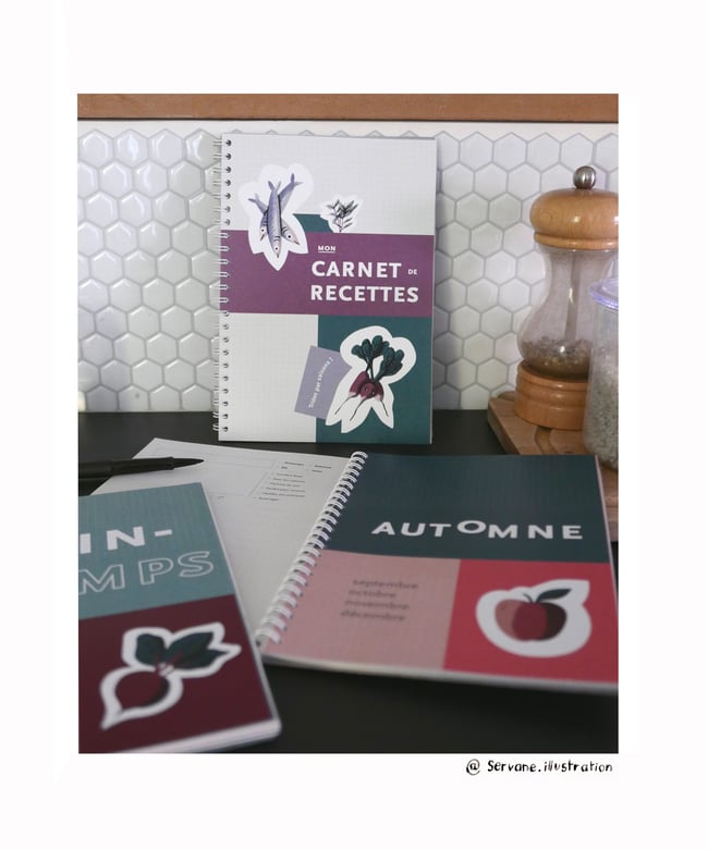 Carnet de recettes, triées par saisons (collab avec Camille Ardeois)