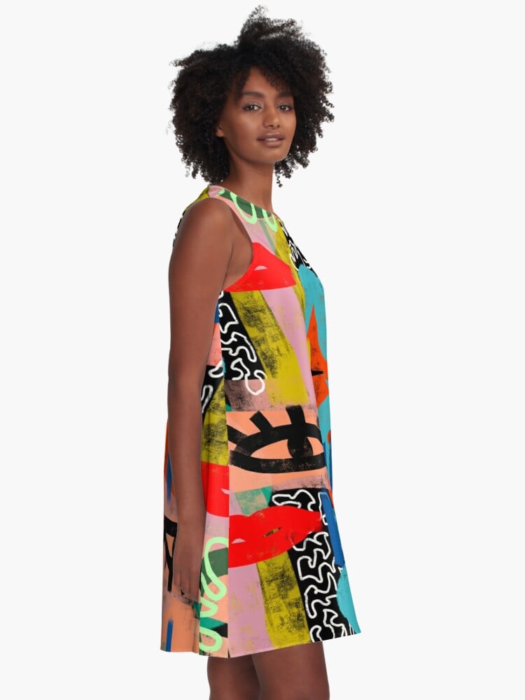 Image of Graffiti Print A-Line Dress