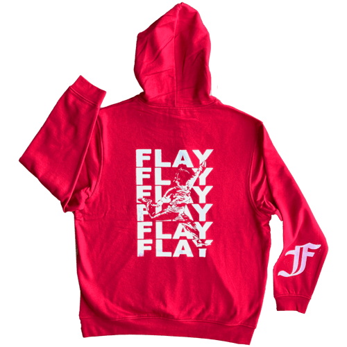 Image of Sizzling Red & White Screenprinted Hoodie