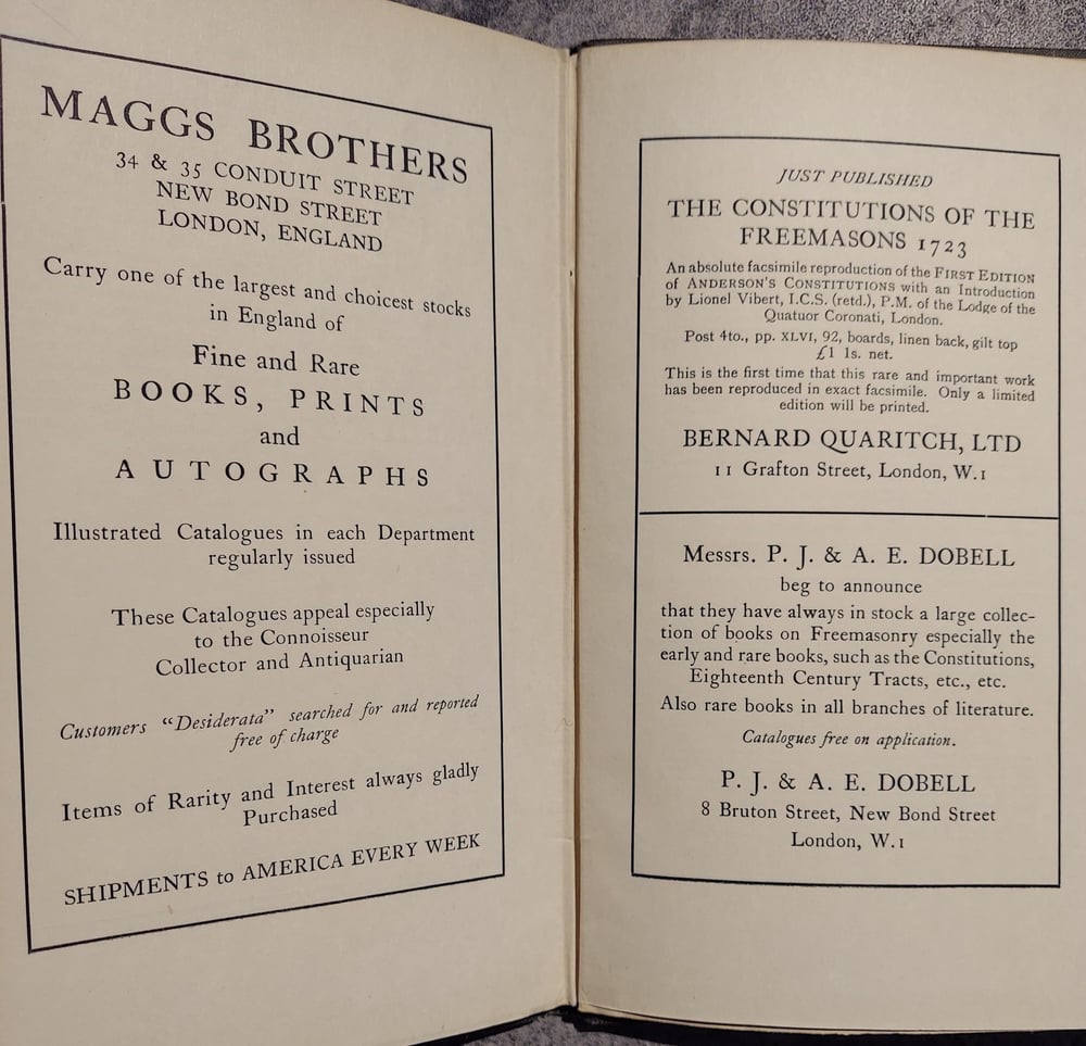 The Rare Books of Freemasonry, by Lionel Vibert (1923)