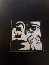 Image 1 of Square Discharge Hear Nothing See Nothing Say Nothing 1.5 Inch button