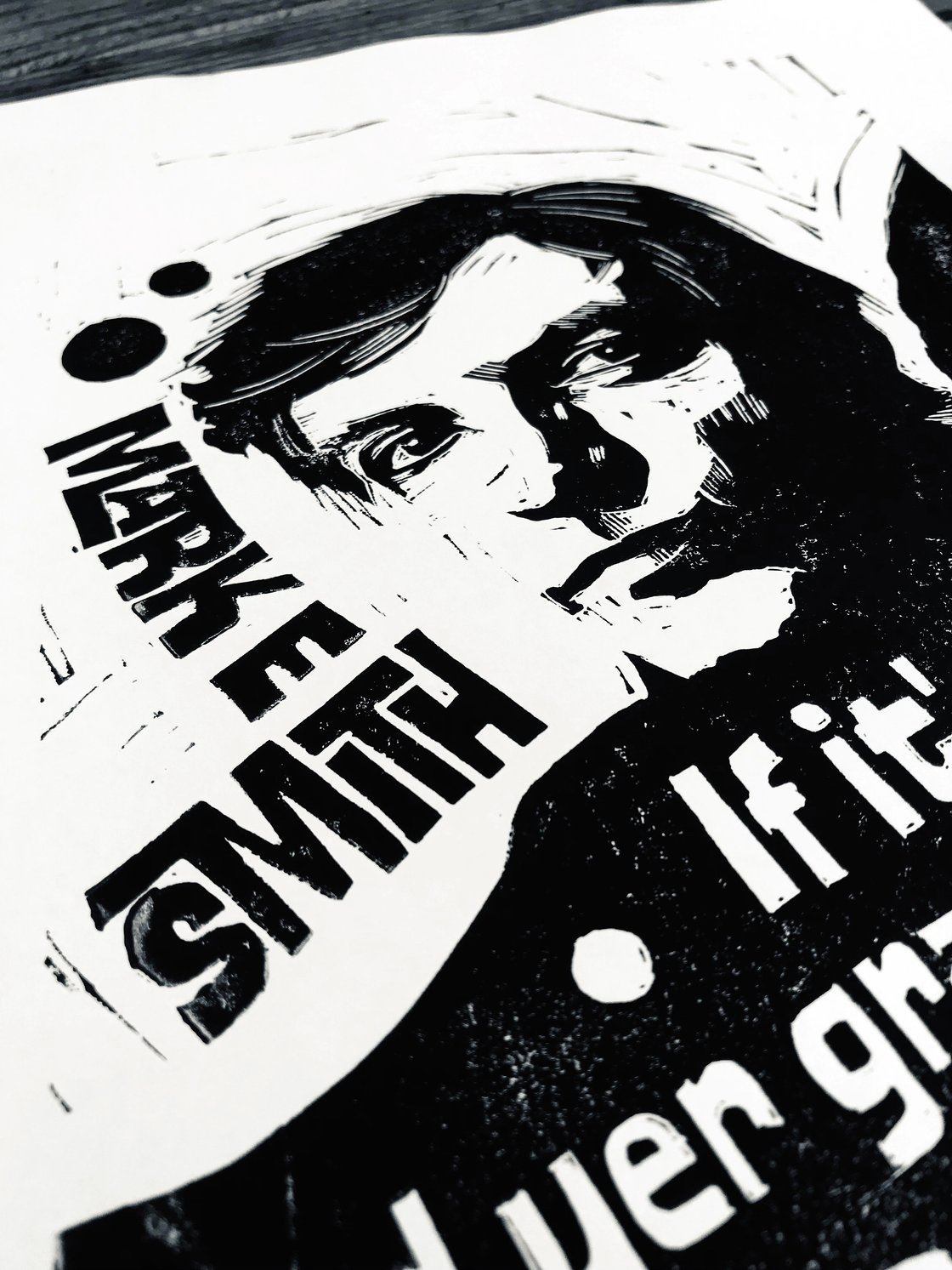 Image of Mark E. Smith. The Fall. Hand Made. Original A4 linocut print. Limited and Signed. Art. Active