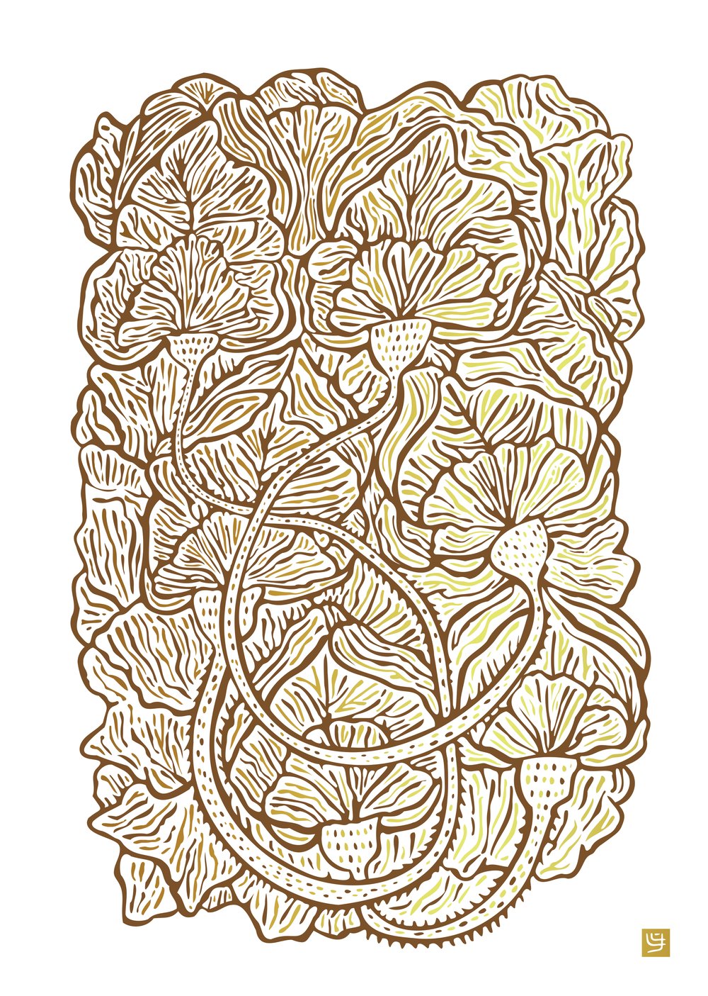 FLORAL TANGLE A3 FOILED PRINT
