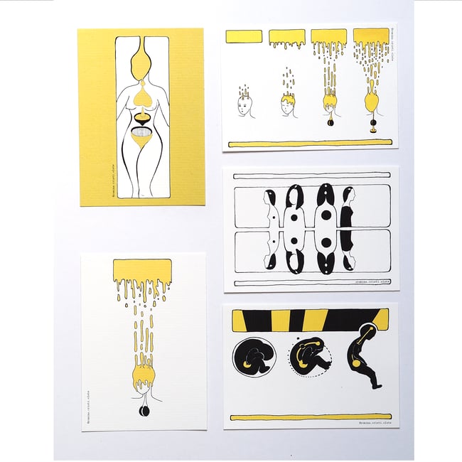 Set of 5 Postcards from Comic “Alopecia Areata. Conflicto de separación”