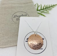 Image 2 of Minimalist Hammered & Domed Copper Moon Necklace