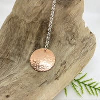 Image 1 of Minimalist Hammered & Domed Copper Moon Necklace