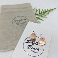 Image 1 of Hammered Copper Heart Dangle Earrings