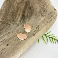 Image 3 of Hammered Copper Heart Dangle Earrings