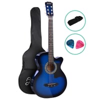 ALPHA 38" Inch Wooden Acoustic Guitar with Accessories set Blue