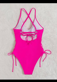 Image 2 of Hot pink death bathing suit