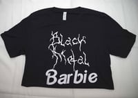 Image 1 of Black metal Barbie black metal crop Tee