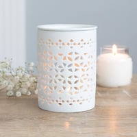 CHANTIC: White Pattern Wax burner/ Oil burner 