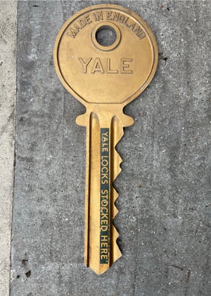 Image of Vintage Giant Yale Key Cutting  locksmith trade shop Sign RARE  1950's