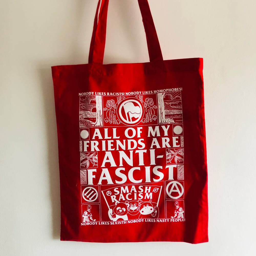 Image of All my friends are anti-fascist tote bag