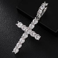 Image 1 of Large Moissanite Cross 5mm 6.7ct .925 Silver