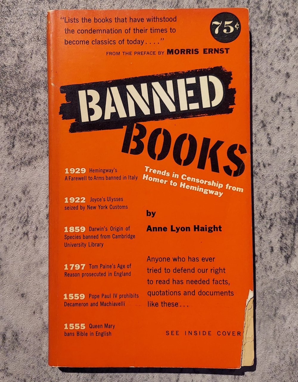 Banned Books: Trends in Censorship from Homer to Hemingway, by Anne Lyon Haight