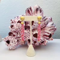 Image 5 of Vintage Clip-on Pink Tassel Earrings 
