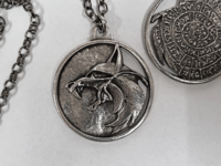 Image 1 of Witcher Pendant Pewter Metal Necklace Geralt of Rivia Wolf Medallion Cosplay
