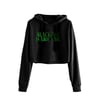 Glittery Green Black No.1 Cropped Hoodie