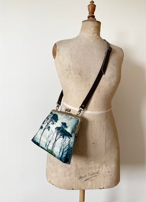 Image of Scots pine, large kisslock bag with chain or crossbody leather strap