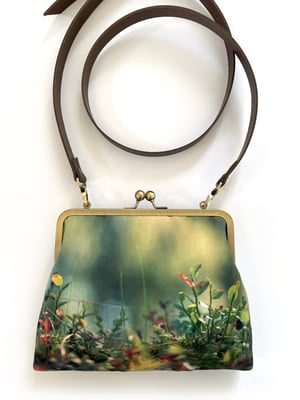 Image of Woodland glade, large kisslock bag with optional chain or crossbody leather strap