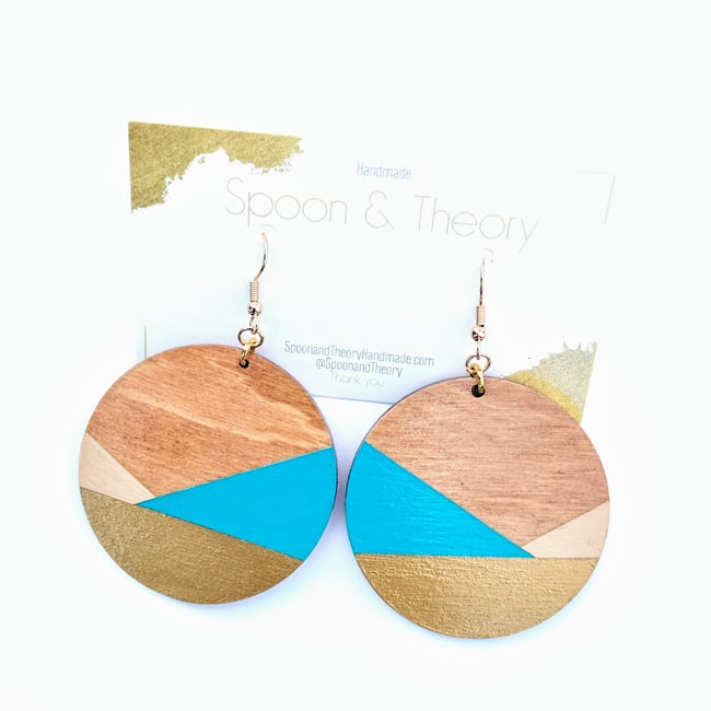 Halo Colorblock Wood Earrings 