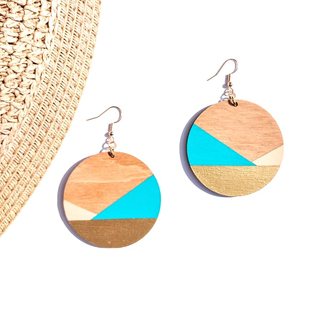 Halo Colorblock Wood Earrings 