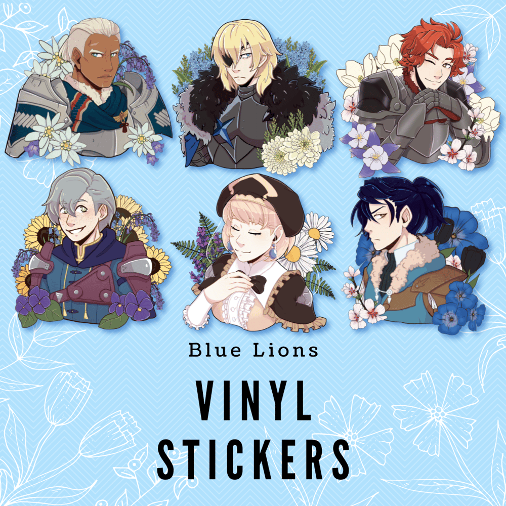 Image of Flower Emblem 3 Houses Blue Lions vinyl stickers