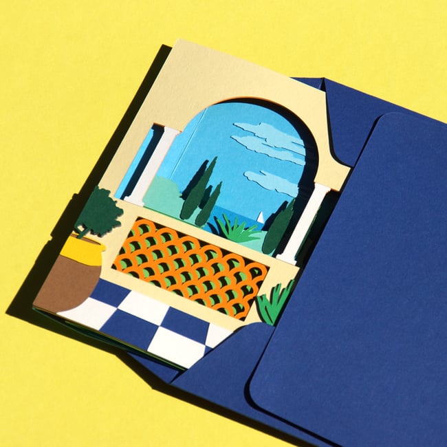 Carte pop-up Jardin en Méditerranée