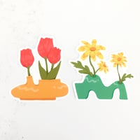 Image 1 of Flower Pot Die-cut Sticker Set