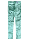 METALLIC LIQUID GREEN SUPERSKINNY LEATHER BONE PANTS