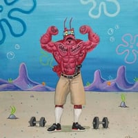 Lorenzo the Swole Ass Mobster Lobster original acrylic painting 