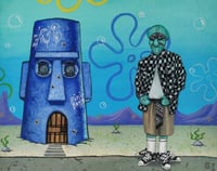 Squidwardo's crib original acrylic painting 