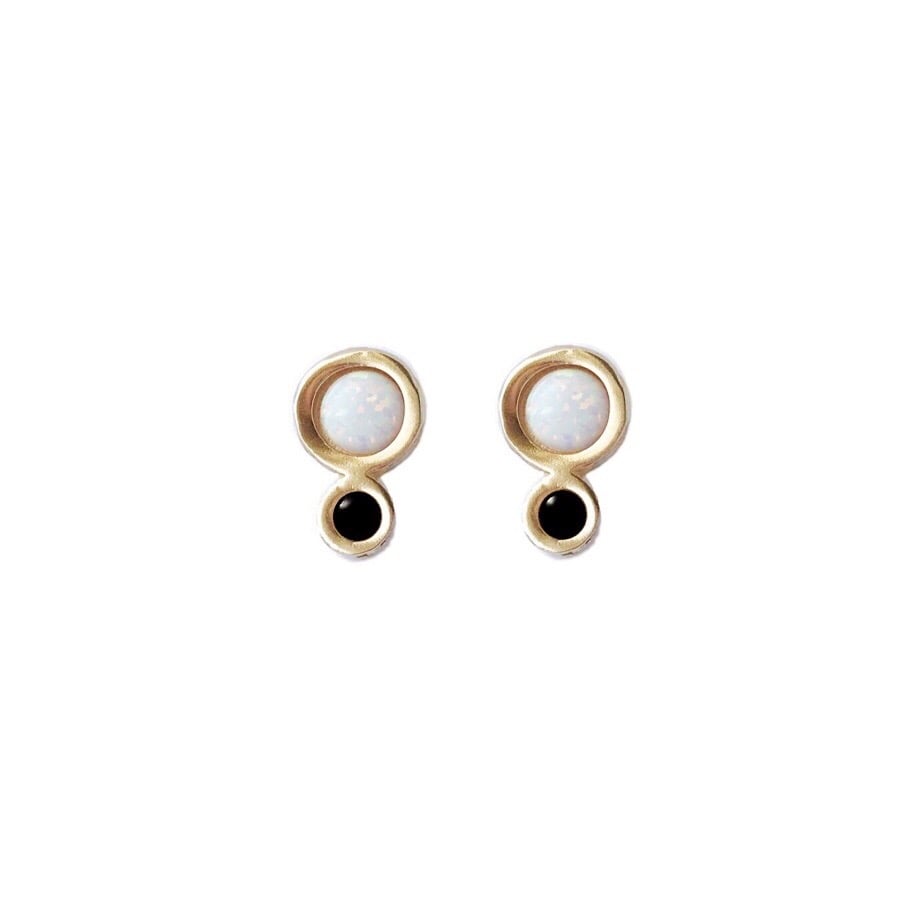 Image of Mini Orbit Earrings with Opal