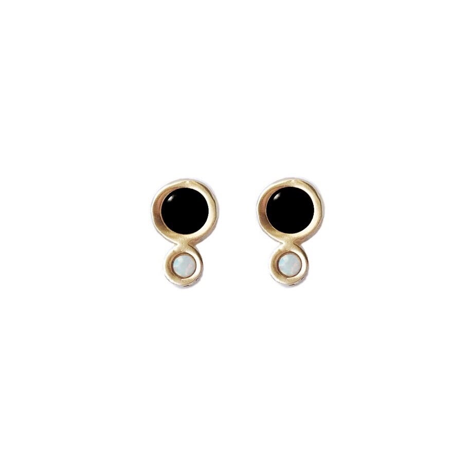 Image of Mini Orbit Earrings with Black Onyx