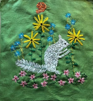 Image of White Squirrel - original embroidery
