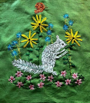 Image of White Squirrel - original embroidery