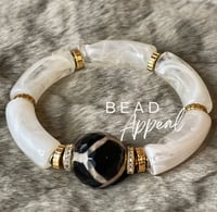 Image 1 of White Agate Tube Tibetan Bracelet 