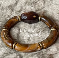 Image 2 of Brown Agate Tube Brass Bracelet 