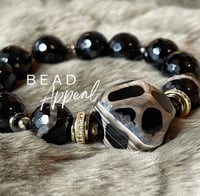 Image 1 of Tibetan and Black Agate Bead Bracelet 
